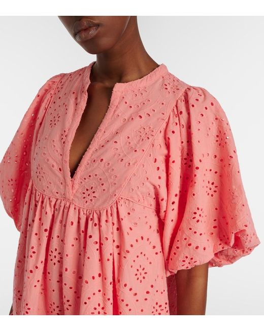 Poupette Pink Cruz Broderie Anglaise Cotton Minidress