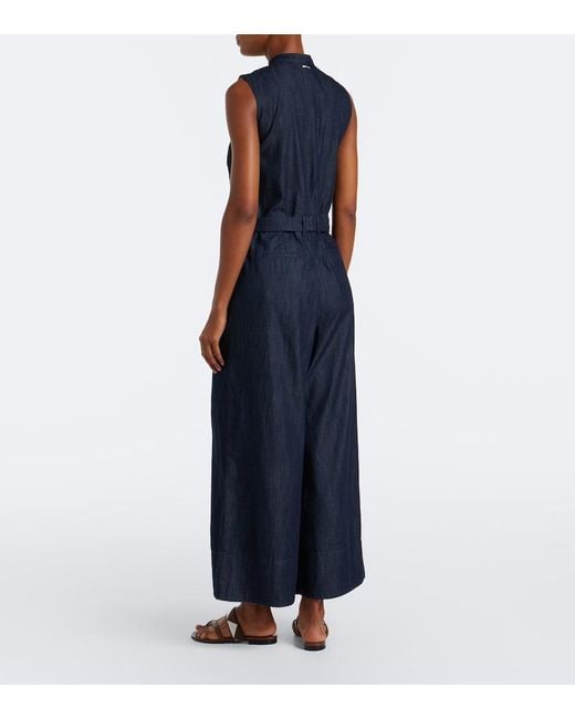 Max Mara Blue Wide-Leg Denim Jumpsuit