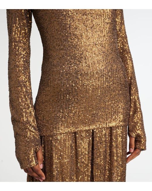 Norma Kamali Brown Top Mit Pailletten