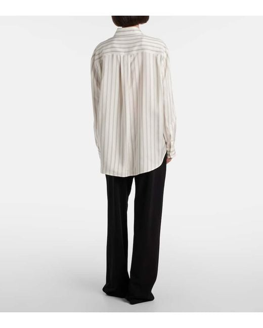 Camisa Eirlys De Popelin De Seda A Rayas The Row de color White