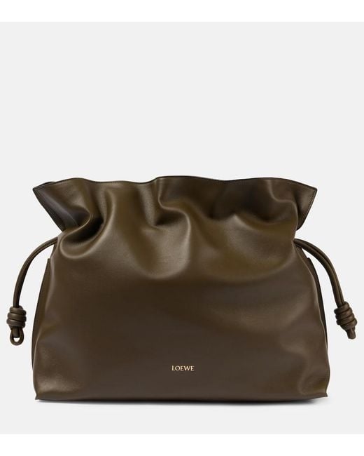 Loewe Green Flamenco Xl Leather Clutch