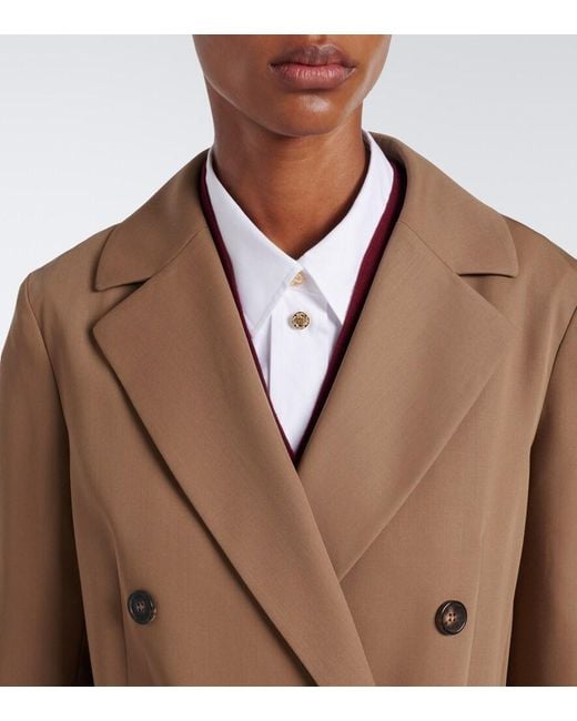 Max Mara Brown Double-Breasted Virgin Wool Blazer