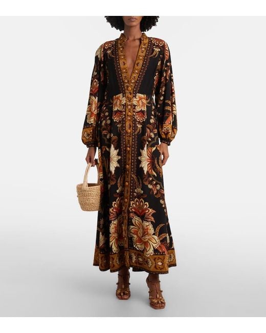 Farm Rio Brown Majestic Garden Maxi Dress