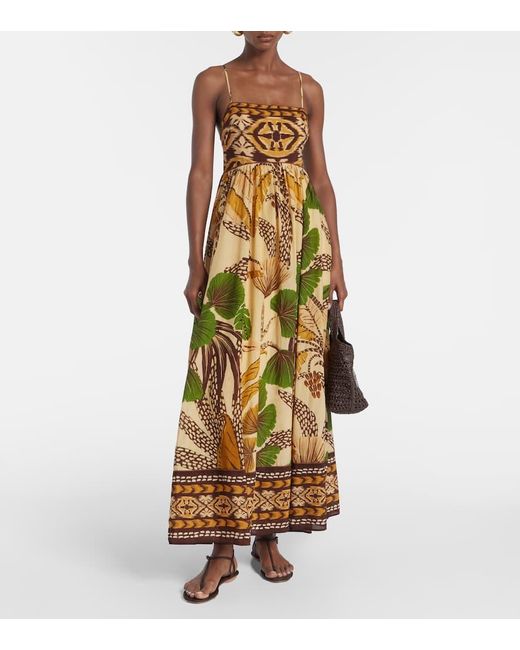 Farm Rio Metallic Maxikleid Folliage Sketch