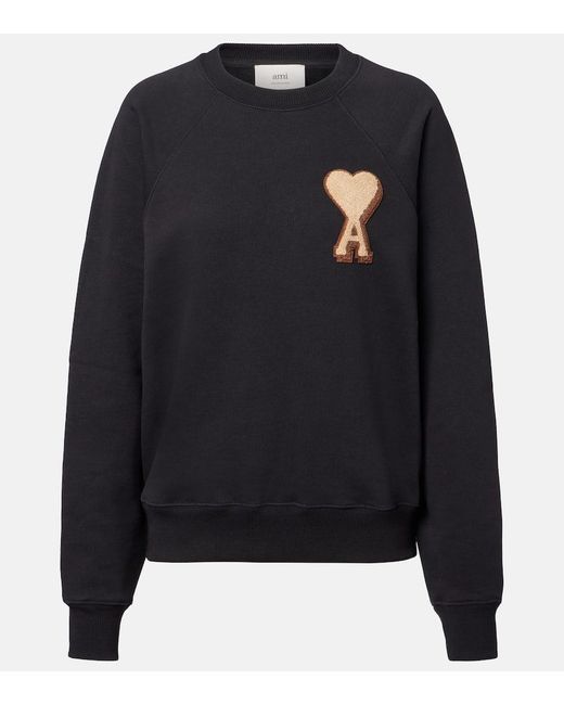 AMI Black Ami De Cour Cotton Sweatshirt