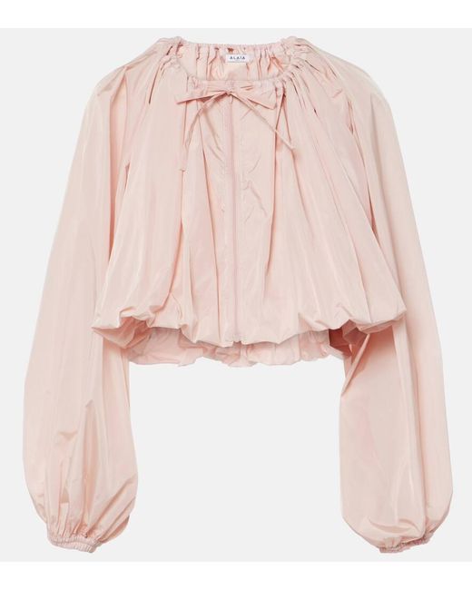 Alaïa Pink Pleated Cropped Jacket