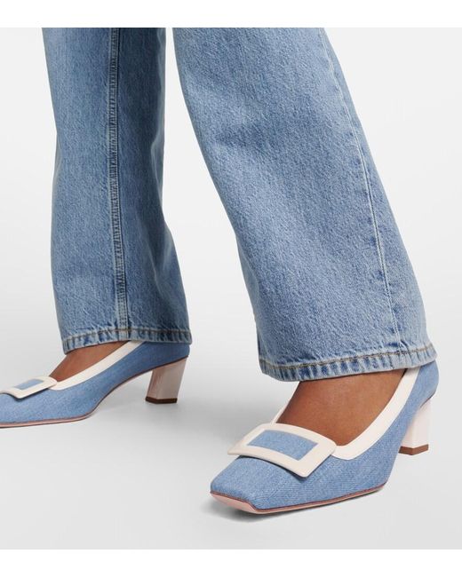 Roger Vivier Blue Belle Vivier 45 Canvas Pumps