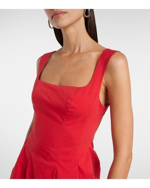 Jonathan Simkhai Red Juni Cotton-Blend Poplin Minidress