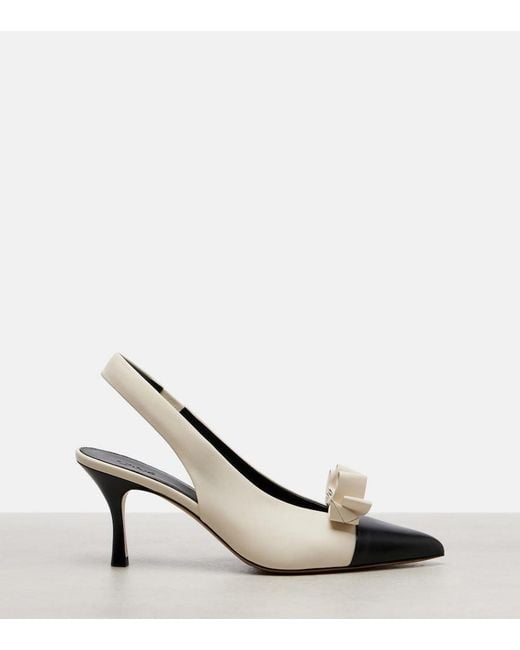 Chloé Metallic Alba 75 Bow-Detail Leather Slingback Pumps