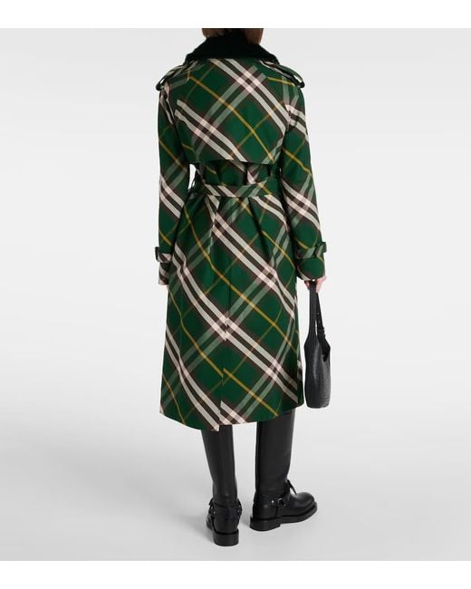 Gabardina de Kensington con patrón de verificación Burberry de color Green