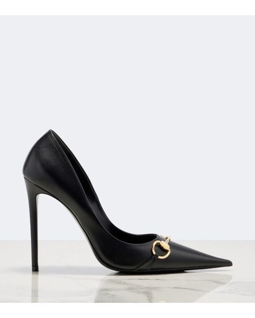 Gucci Black Donna Horsebit Leather Pumps
