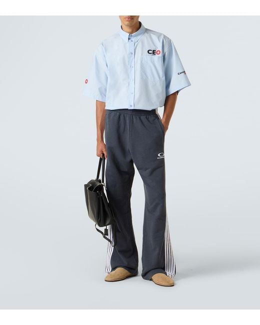 Balenciaga Blue Short-Sleeved Shirt for men