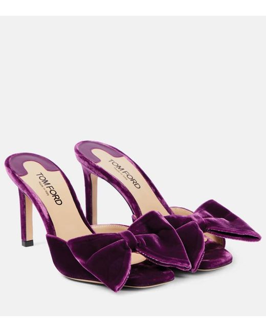 Mules con detalle de lazo Tom Ford de color Purple