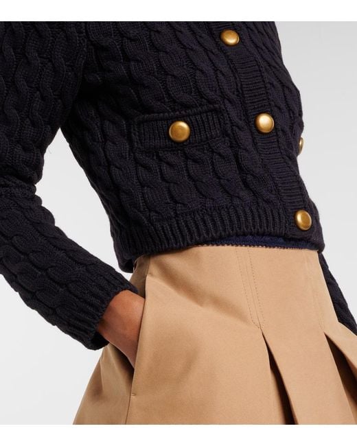 Moncler Blue Cable-Knit Cotton-Blend Cardigan