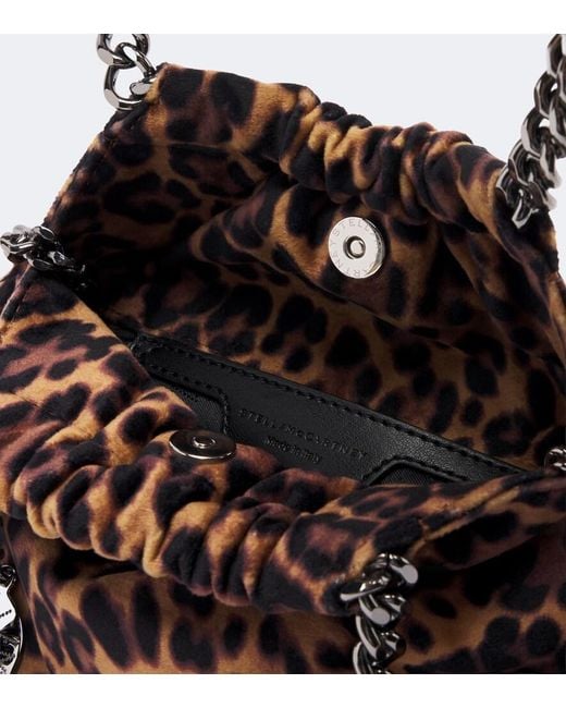 Stella McCartney Brown Falabella Mini Leopard-Print Top-Handle Bag