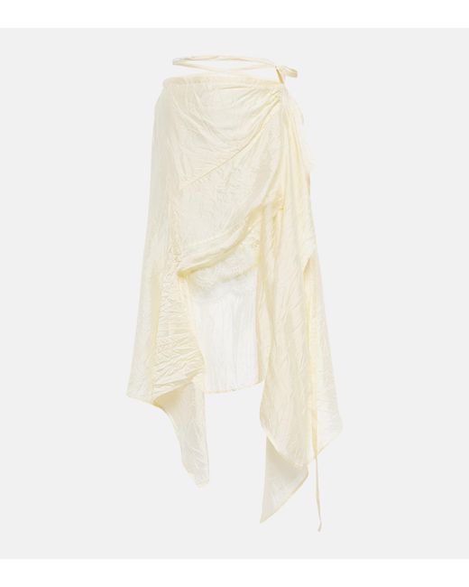 Acne White Asymmetric Silk-blend Wrap Skirt