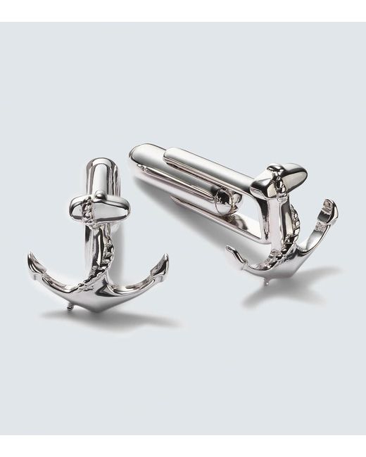 Mateo Manschettenknoepfe Anchor Aus Sterlingsilber, Rhodiniert in Metallic für Herren