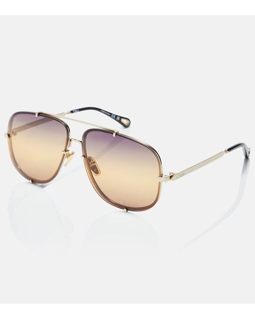 Chloé Brown Aviator Sunglasses