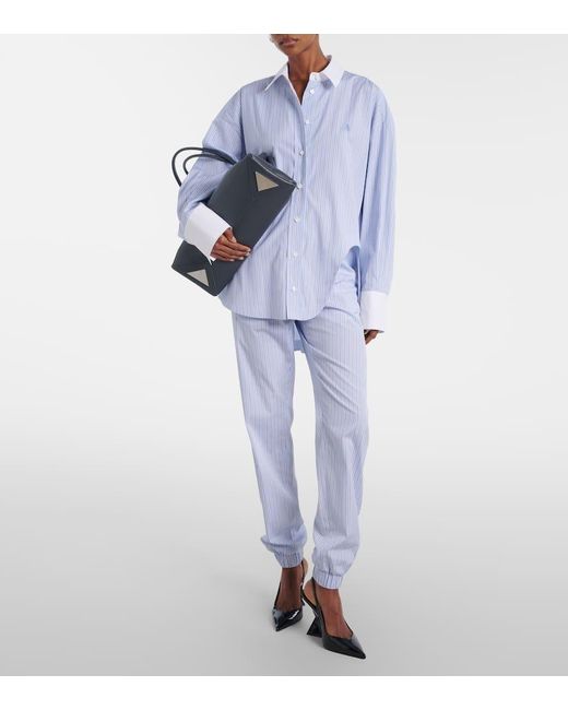 The Attico Blue Striped Asymmetric Cotton Shirt