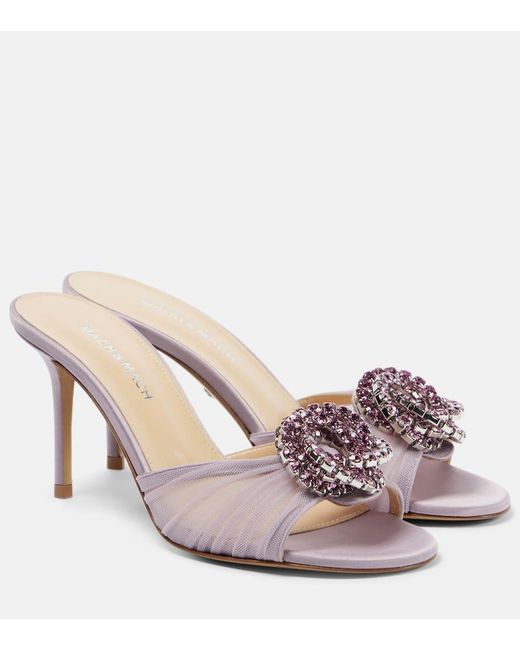 Mach & Mach Pink Galaxy 85 Embellished Mules
