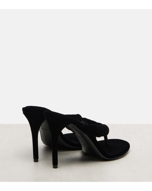 Alaïa Black 90 Velvet Thong Sandals