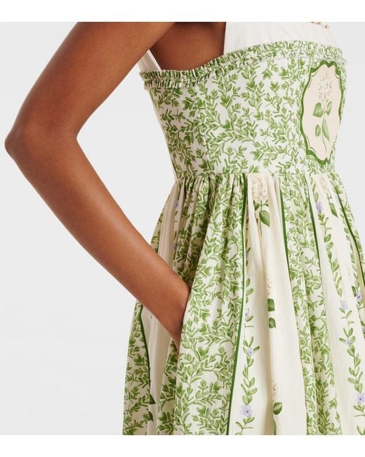 Agua Bendita Green Barbara Floral Cotton Midi Dress