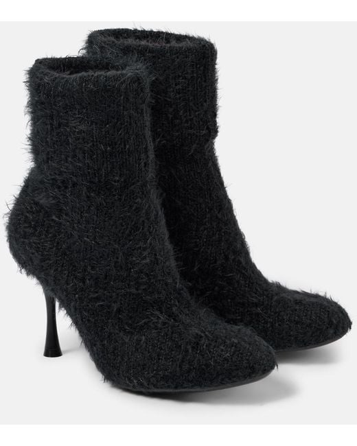 Gianvito Rossi Black 85 Knitted Bootie