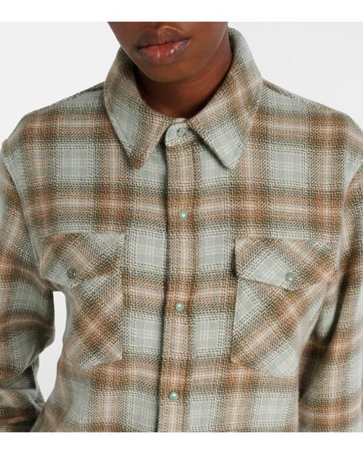 God's True Cashmere Green Joy Tartan Cashmere Shirt With Emerald