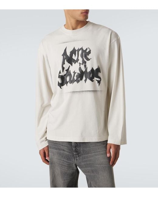 Acne Gray Logo Cotton-Blend Jersey T-Shirt for men