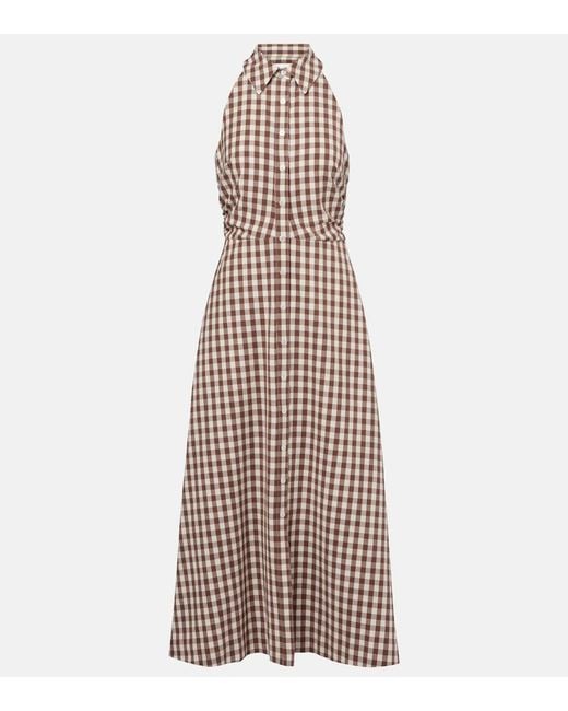 Veronica Beard Natural Mackey Gingham Seersucker Midi Dress