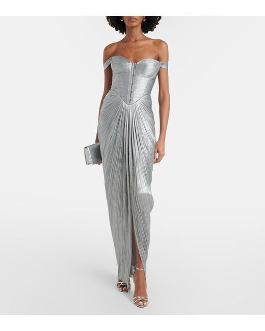 Maria Lucia Hohan Gray Susie Silk Tulle Bustier Gown