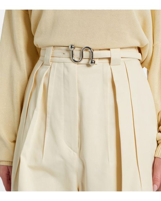 Sportmax Natural Idoneo Cotton Gabardine Wide-Leg Pants