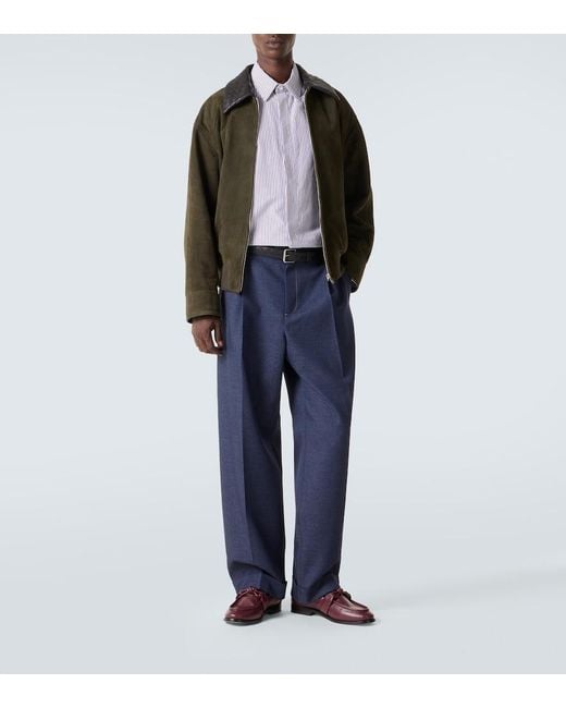 Bottega Veneta Green Intrecciato Suede Blouson Jacket for men