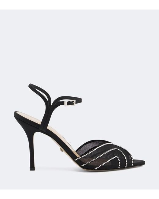 Mach & Mach Black Embellished Mesh Sandals