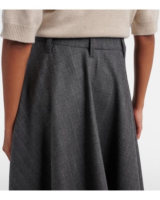 Brunello Cucinelli Gray Virgin Wool Midi Skirt