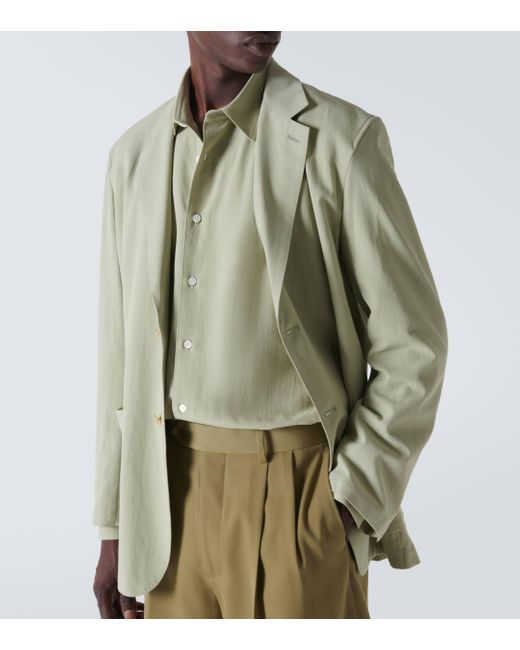 Auralee Green Cotton And Silk Shirt for men