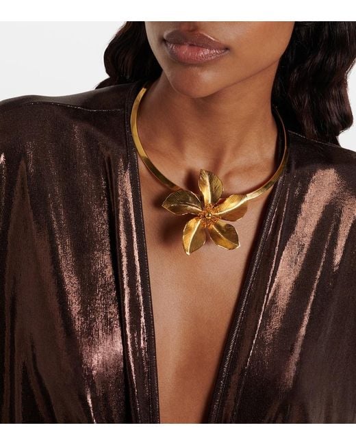Jennifer Behr Metallic Keala Floral Pendant Necklace