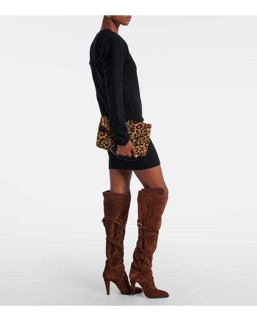 Saint Laurent Brown Suede Knee-High Boots