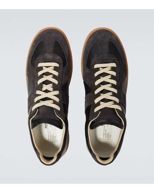 Maison Margiela Black Replica Leather Sneakers for men