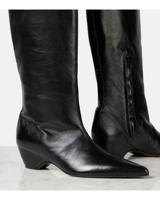 Khaite Black Sybil 40 Leather Knee-High Boots