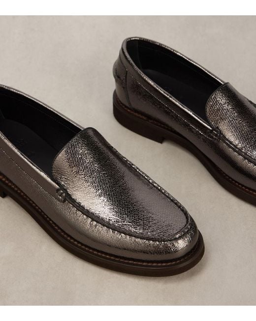 Brunello Cucinelli Black Metallic Leather Loafers
