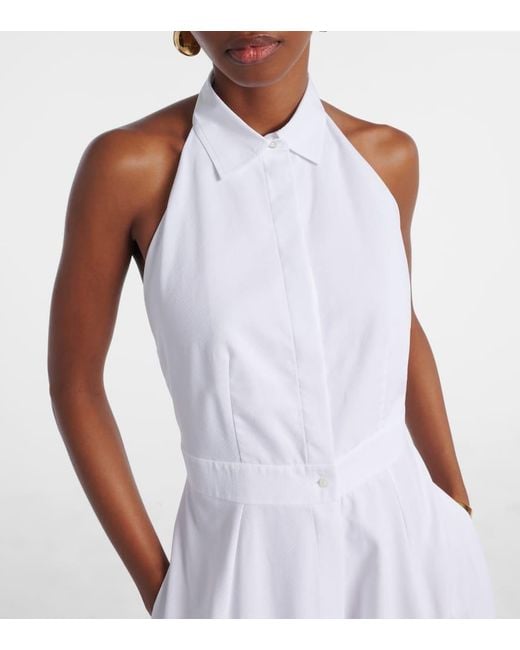 Vestido Largo De Popelin De Algodon Ralph Lauren de color White