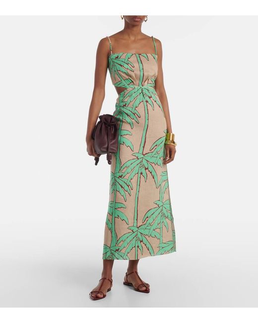 Johanna Ortiz Green Maxikleid Beach Harmony Aus Leinen