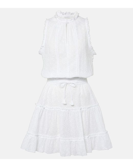Vestido corto Clara de algodon a capas Poupette de color White