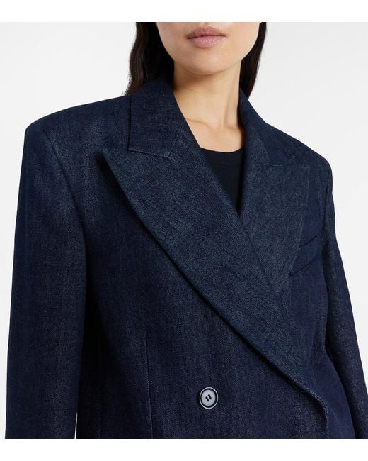 Sportmax Blue Ancella Double-Breasted Denim Blazer