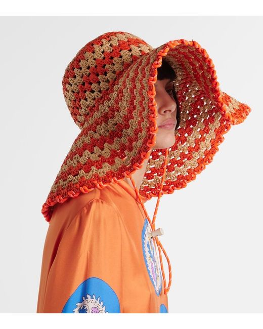 ALÉMAIS Orange Flame Raffia Sun Hat