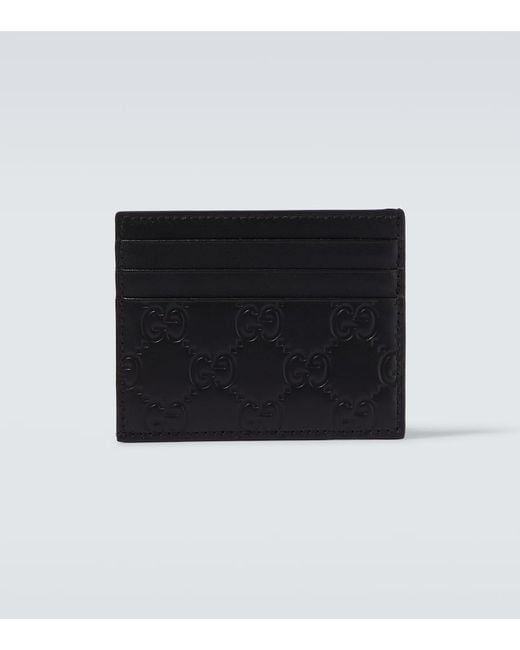 Gucci Black Gg Emblem Leather Card Holder for men