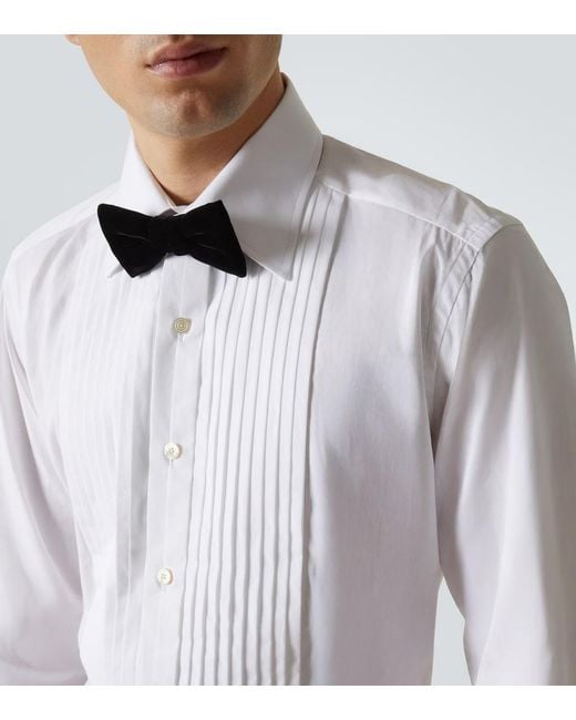 Tom Ford White Cotton Voile Tuxedo Shirt for men