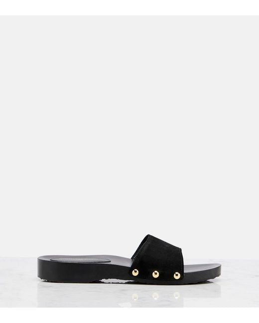 Gianvito Rossi Black Riviera Suede Slides