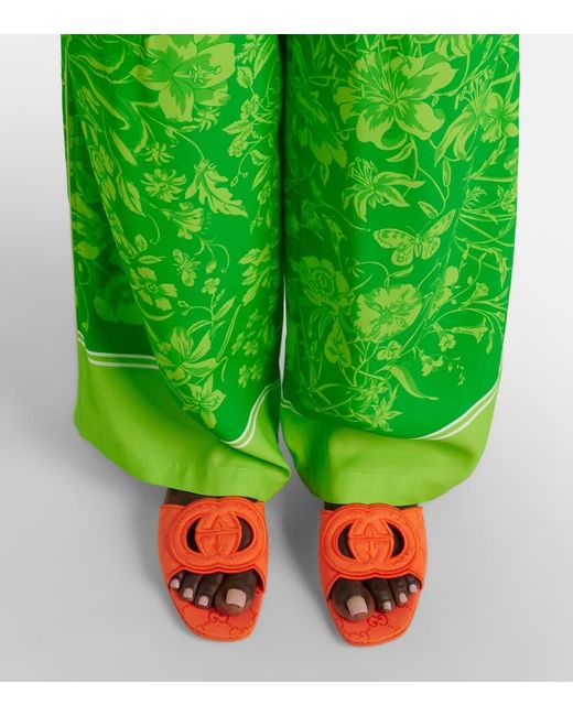 Gucci Orange Interlocking G Slide Sandal